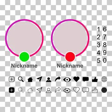 Set of Interface buttons for web design, social media icon symbol, vector ill Illustrazione stock