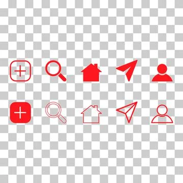 Set of Interface buttons for web design, social media icon symbol, vector ill Stock Illustration