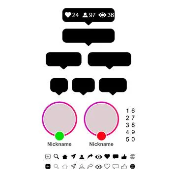 Set of Interface buttons for web design, social media icon symbol, vector ill Stock Illustration