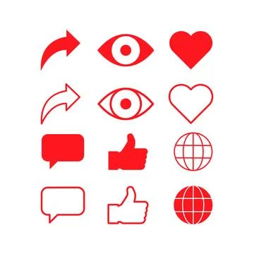 Set of Interface buttons for web design, social media icon symbol , vector il Stock Illustration