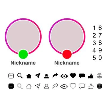 Set of Interface buttons for web design, social media icon symbol, vector ill Illustrazione stock