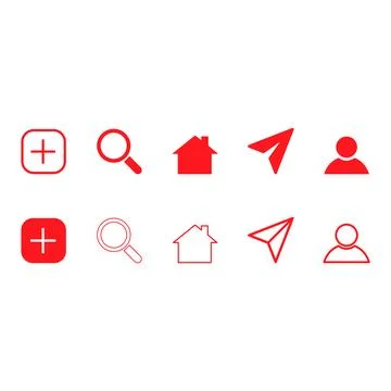 Set of Interface buttons for web design, social media icon symbol, vector ill Stock Illustration