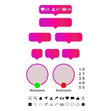 Set of Interface buttons for web design, social media icon symbol, vector ill Stock Illustration
