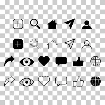 Set of Interface buttons for web design, social media icon symbol , vector il Illustrazione stock