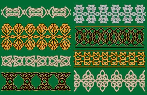 Set of interlocking geometric linear borders Stock Illustration