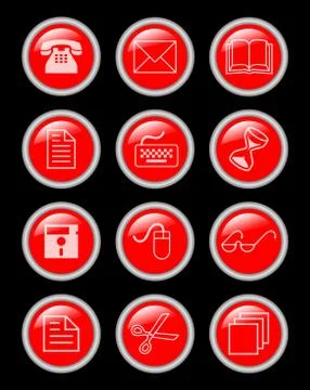 A set of internet and office circle buttons Stock Illustration