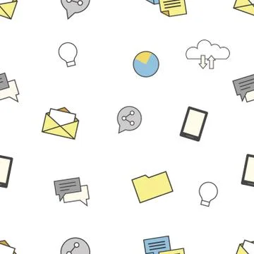 Set of internet and technologies icons. Seamless pattern background Stock Illustration