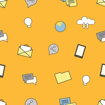 Set of internet and technologies icons. Seamless pattern background Stock Illustration