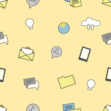Set of internet and technologies icons. Seamless pattern background Stock Illustration