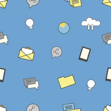 Set of internet and technologies icons. Seamless pattern background Stock Illustration