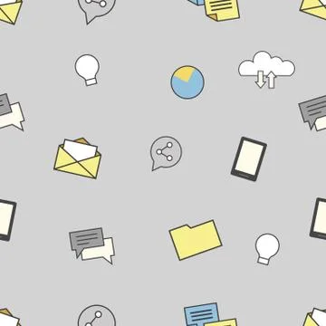 Set of internet and technologies icons. Seamless pattern background Stock Illustration