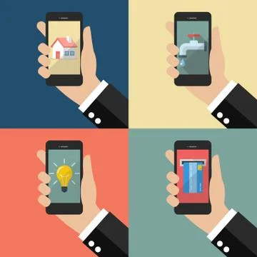 Set of internet banking mobile payments Stock Illustration