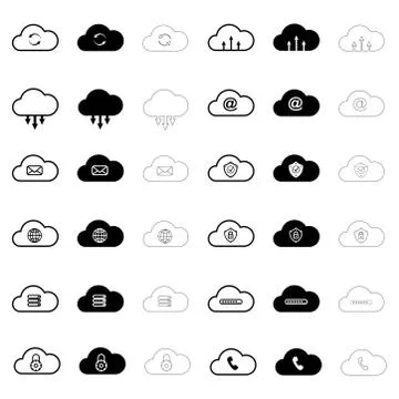 Set with internet cloud icons 스톡 일러스트
