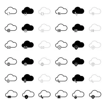 Set with internet cloud icons Illustrazione stock