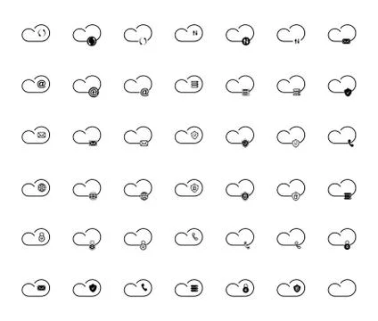Set with internet cloud icons 스톡 일러스트