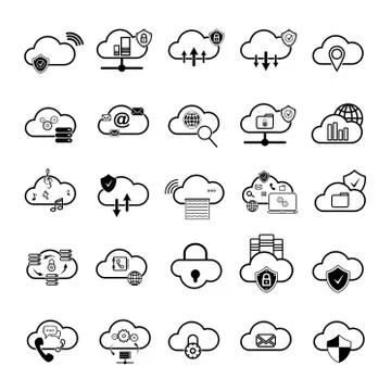 Set with internet cloud icons イラスト素材