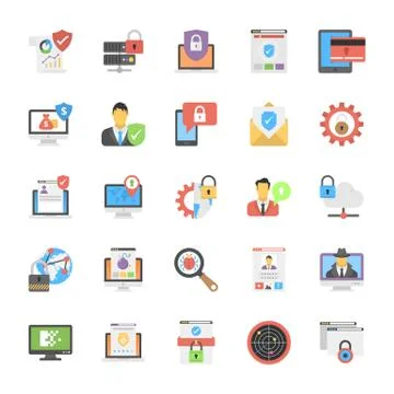 Set Of Internet Security Icons In Flat Design Stock Illustration