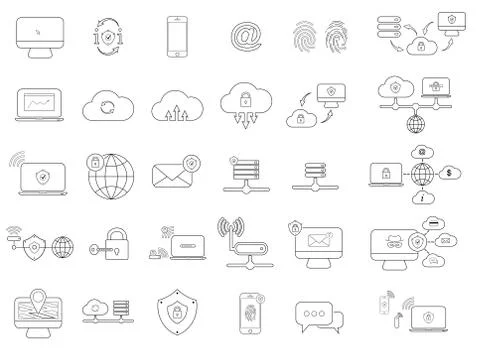 Set with internet security icons Illustrazione stock