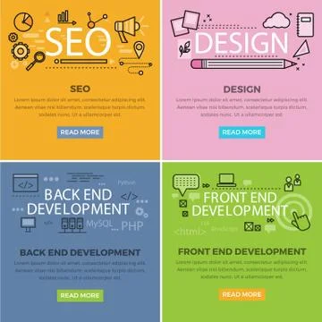 Set of Internet Technology Vector Web Banners Stock Illustration