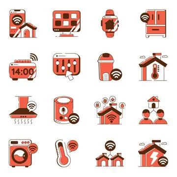 Set of Internet of Things Flat Icons Stock Illustration
