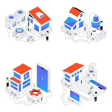Set of Internet of Things Isometric Illustrations Stock Illustration