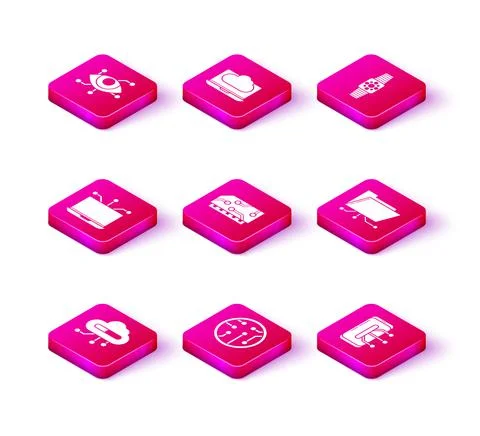 Set Internet of things, Processor, Laptop, RAM, random access memory, Smartphone Illustrazione stock