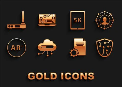 Set Internet of things, Project team base, Cyber security, File document, Ar 스톡 일러스트