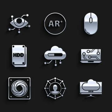 Set Internet of things, Project team base, Computer monitor screen, Laptop 스톡 일러스트