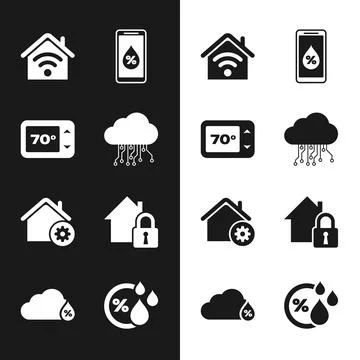 Set Internet of things, Thermostat, Smart home with wi-fi, Humidity for smart Illustrazione stock