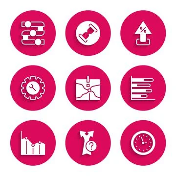 Set Intersection point, Arrow, Clock, Pie chart infographic, Wrench and gear イラスト素材
