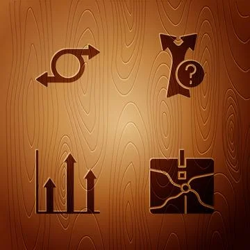 Set Intersection point, Arrow, Pie chart infographic and  on wooden backgro.. イラスト素材