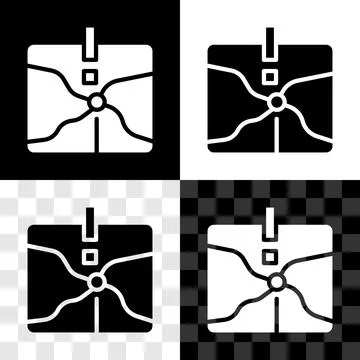 Set Intersection point icon isolated on black and white, transparent backgr.. Stock Illustration