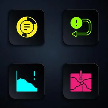 Set Intersection point, Pie chart infographic, Financial growth decrease and Stock Illustration