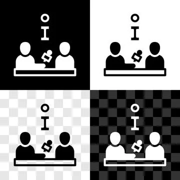 Set Interview with a famous person icon isolated on black and white, transparent 库存插图