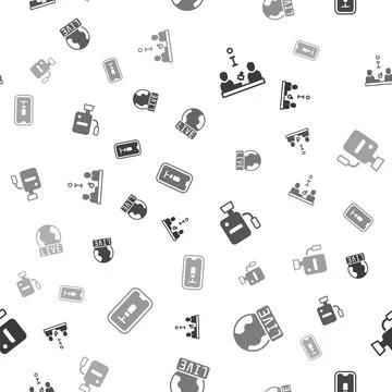 Set Interview, Live report, Cinema camera and Mobile recording on seamless Illustrazione stock