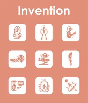 Set of invention simple icons Stock Illustration
