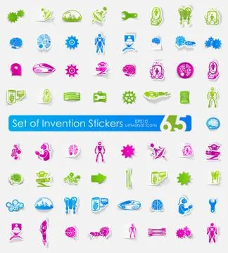 Set of invention stickers Stock Illustration
