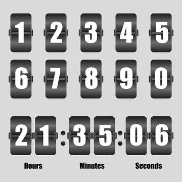Set of inverted scoreboard and clock in flat style on a gray background Stock Illustration