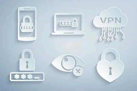 Set Invisible or hide, Cloud VPN interface, Password protection, Castle the Stock Illustration