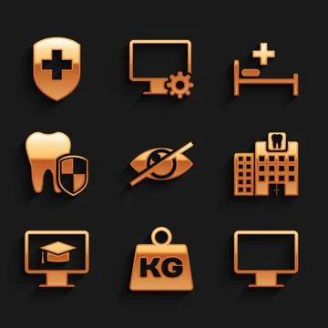Set Invisible or hide, Weight, Computer monitor screen, Dental clinic, Monitor Stock Illustration