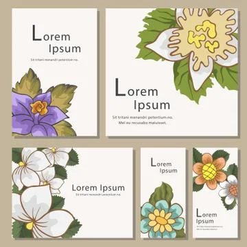 Set of invitation card templete with flower Stock Illustration