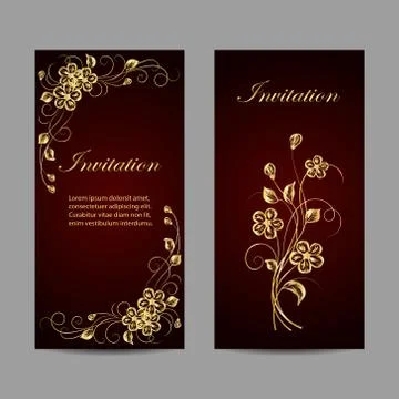 Set of invitation cards design Stock Illustration