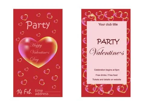 Set of invitation cards on a red background Stock Illustration