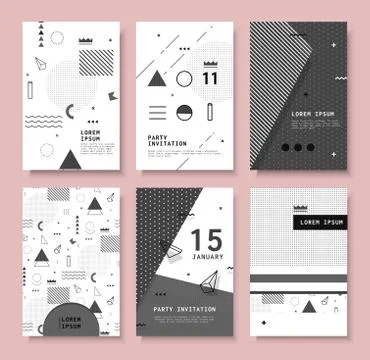 Set invitation with geometric shapes. Stock Illustration