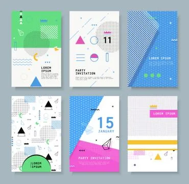 Set invitation with geometric shapes. Stock Illustration