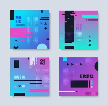 Set invitations effect glitch. Stock Illustration