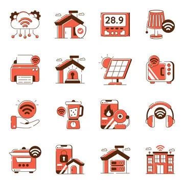 Set of Iot Flat Icons Stock Illustration