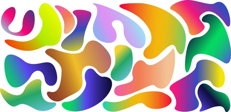 Set of irregular abstract blob shapes with gradient colors 스톡 일러스트