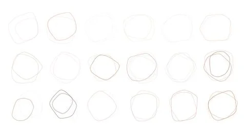 Set of irregular organic shapeles linear elements. Topografy uneven circles and Illustration