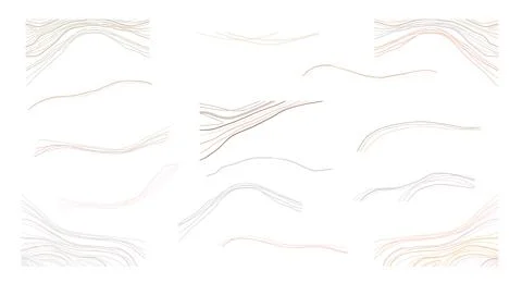Set of irregular organic shapeles linear elements. Topografy uneven circles and Illustrazione stock